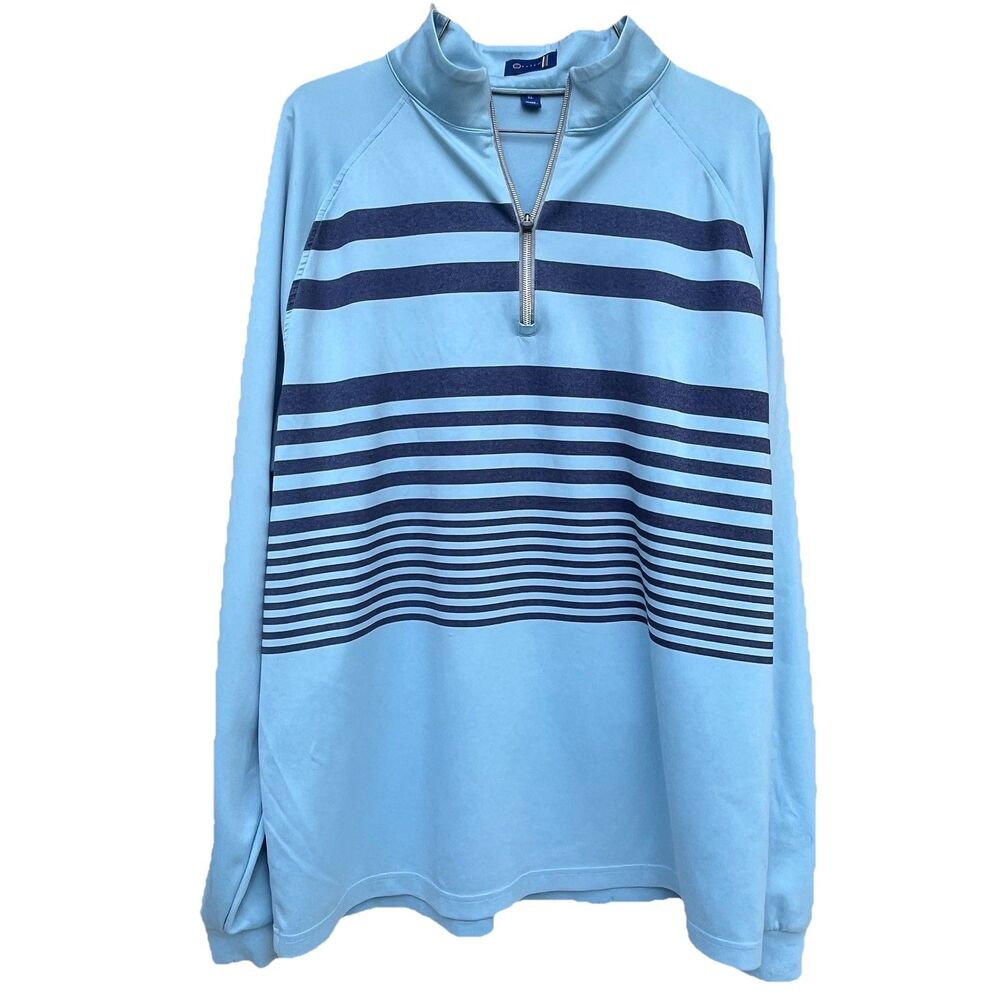Stitch Golf 1/4 Zip Striped Performance Polo Shirt Men’s Size XL Blue Stretch
